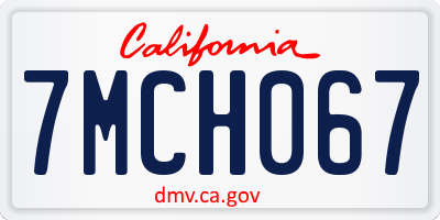 CA license plate 7MCH067