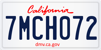 CA license plate 7MCH072