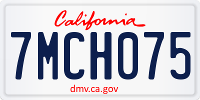 CA license plate 7MCH075