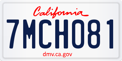 CA license plate 7MCH081