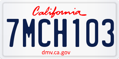 CA license plate 7MCH103