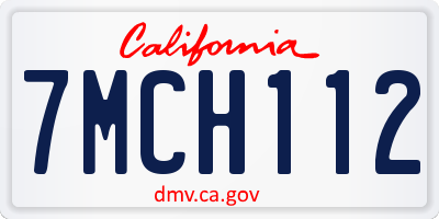 CA license plate 7MCH112