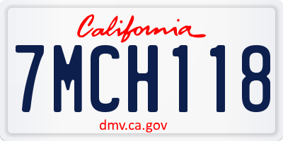 CA license plate 7MCH118