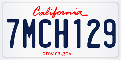 CA license plate 7MCH129