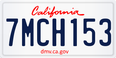 CA license plate 7MCH153