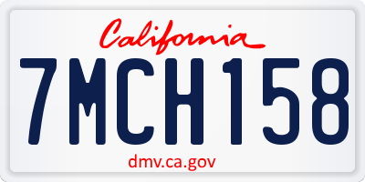 CA license plate 7MCH158