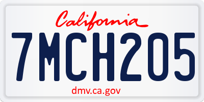 CA license plate 7MCH205