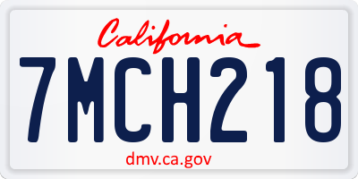 CA license plate 7MCH218
