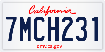 CA license plate 7MCH231