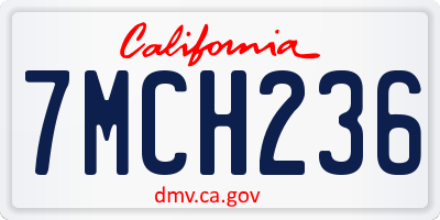 CA license plate 7MCH236