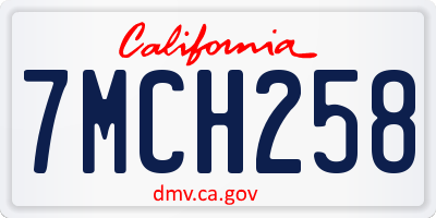 CA license plate 7MCH258