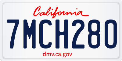 CA license plate 7MCH280