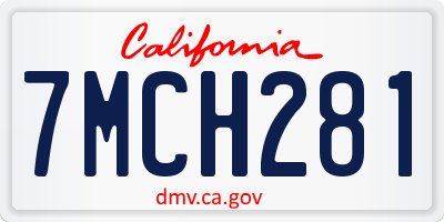 CA license plate 7MCH281