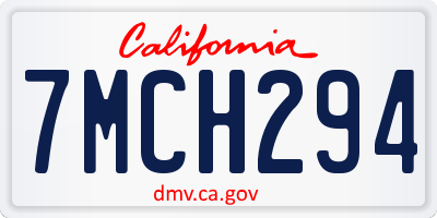 CA license plate 7MCH294