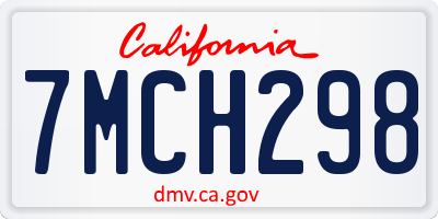 CA license plate 7MCH298