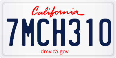 CA license plate 7MCH310