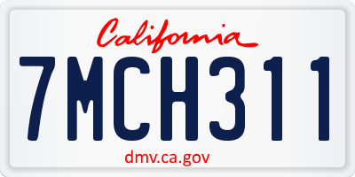 CA license plate 7MCH311