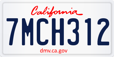 CA license plate 7MCH312