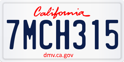 CA license plate 7MCH315