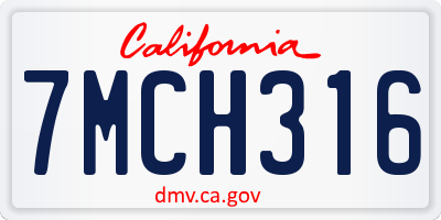 CA license plate 7MCH316
