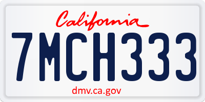 CA license plate 7MCH333