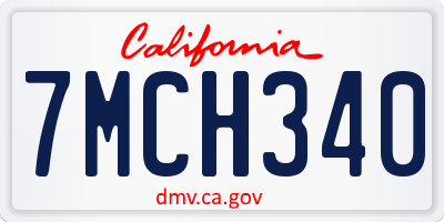 CA license plate 7MCH340