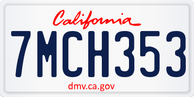 CA license plate 7MCH353