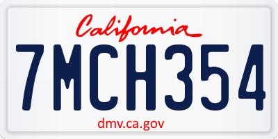 CA license plate 7MCH354