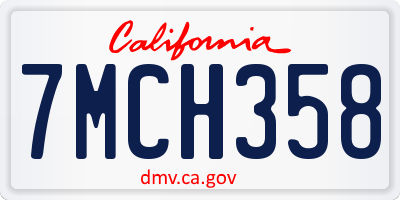 CA license plate 7MCH358