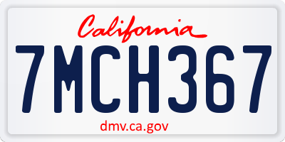 CA license plate 7MCH367