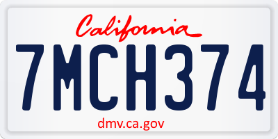 CA license plate 7MCH374
