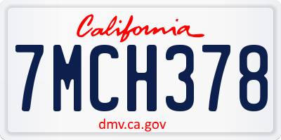 CA license plate 7MCH378