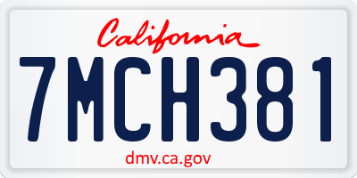 CA license plate 7MCH381