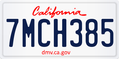 CA license plate 7MCH385