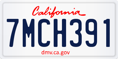 CA license plate 7MCH391