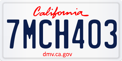 CA license plate 7MCH403
