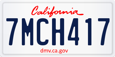 CA license plate 7MCH417