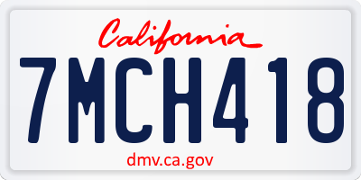 CA license plate 7MCH418