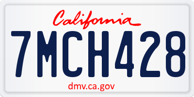CA license plate 7MCH428