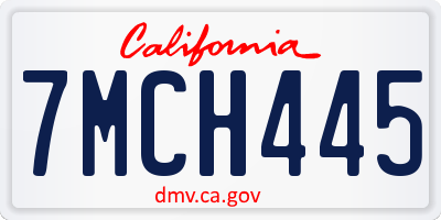 CA license plate 7MCH445