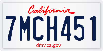 CA license plate 7MCH451