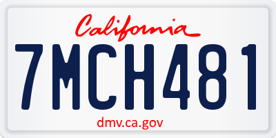 CA license plate 7MCH481