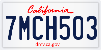 CA license plate 7MCH503