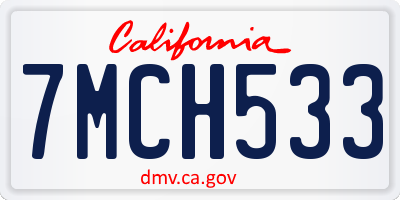 CA license plate 7MCH533