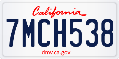 CA license plate 7MCH538