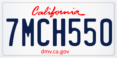 CA license plate 7MCH550