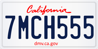 CA license plate 7MCH555