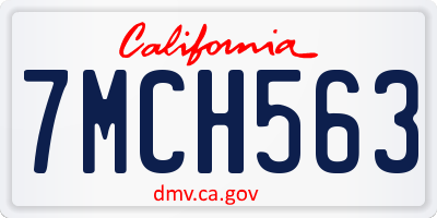 CA license plate 7MCH563