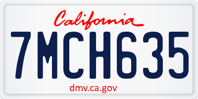 CA license plate 7MCH635