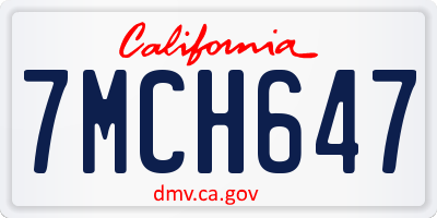 CA license plate 7MCH647